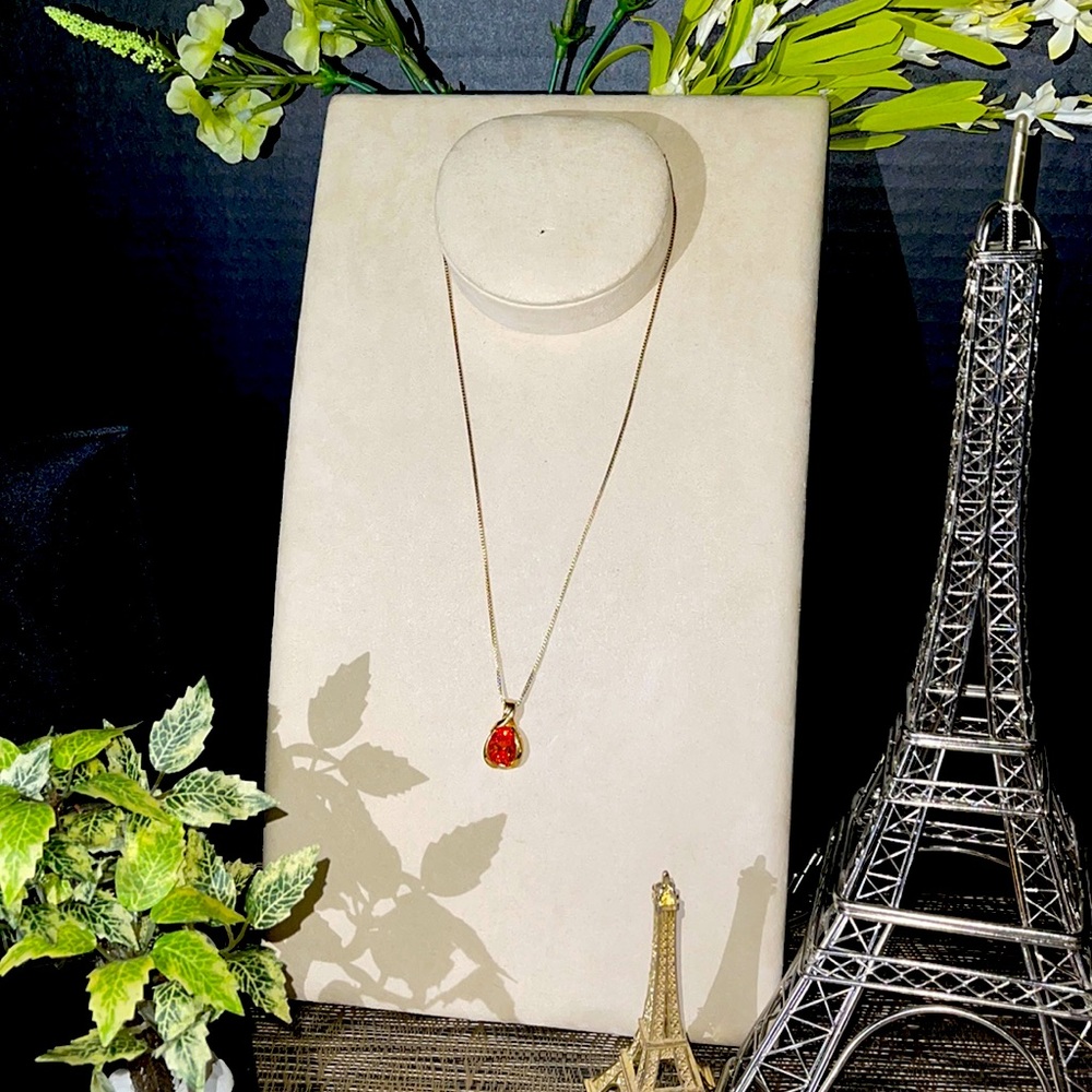 925 UTC Cetrine Zirconia Necklace over yellow gold